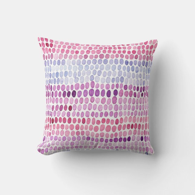 Striped Watercolor: Pink Grey Polka Cushion (Front)