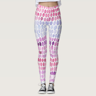 Striped Watercolor: Pink Grey Polka Leggings