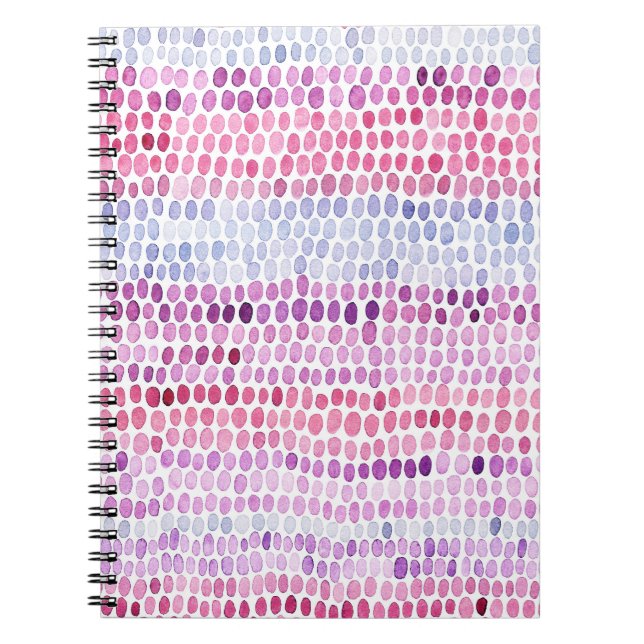 Striped Watercolor: Pink Grey Polka Notebook (Front)