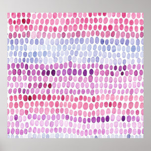 Striped Watercolor: Pink Grey Polka Poster