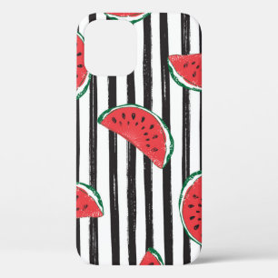 Striped watermelon, vintage seamless pattern. iPhone 12 case