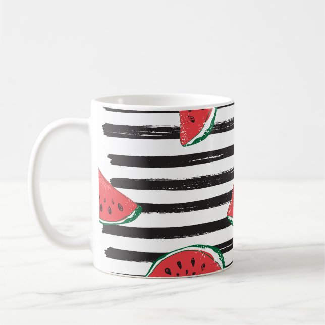 Striped watermelon, vintage seamless pattern. coffee mug (Left)