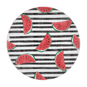 Striped watermelon, vintage seamless pattern. cutting board