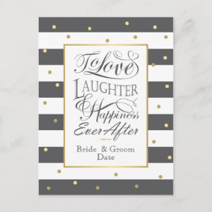 Striped wedding invitation design postcard
