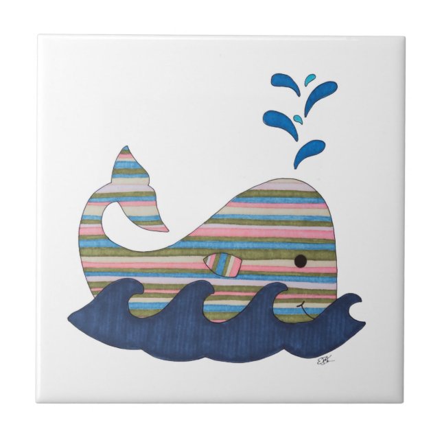 Striped Whale Tile (Front)