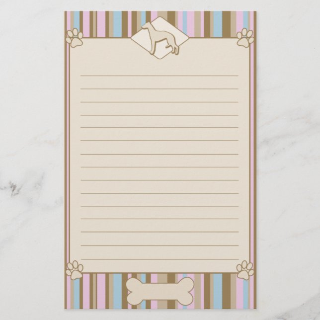Striped Whippet Stationery (Front)