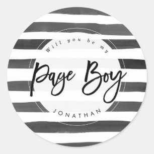 striped will you be my page boy sticker