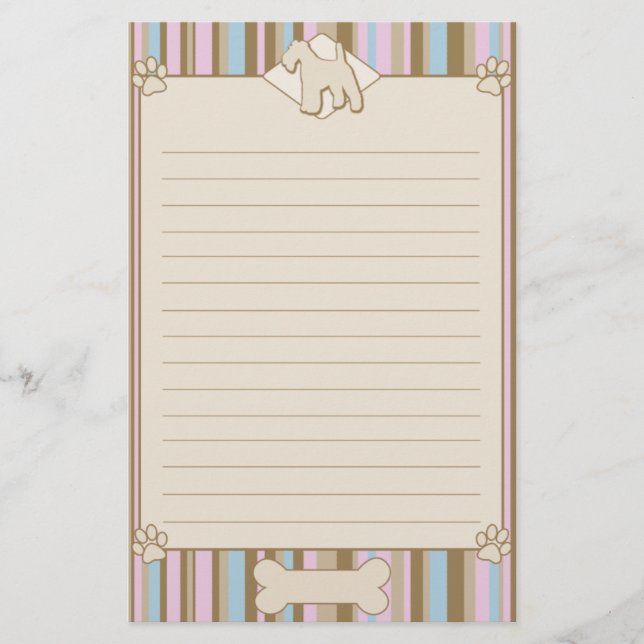 Striped Wire Fox Terrier Stationery (Front)