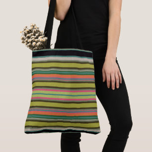 Striped With Added Pattern Tote Bag