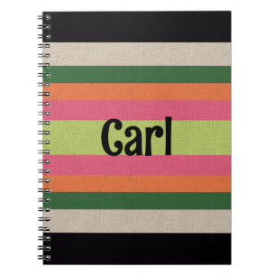 Striped With Pattern  Notebook