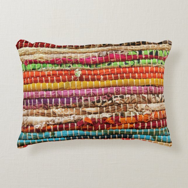 Striped Woven fabric weave look natural Decorative Cushion (Front)