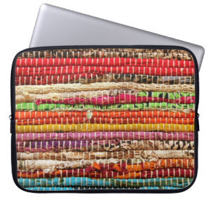 Striped Woven fabric weave look natural Laptop Sleeve