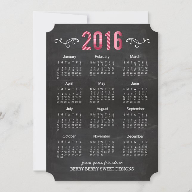 Striped Year 2016 Business Calendar Holiday Card (Front)