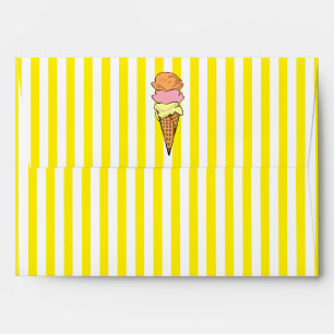 Striped Yellow and White Ice Cream Cone Envelopes