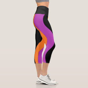 Striped Yoga Pants Purple Black & Orange Leggings