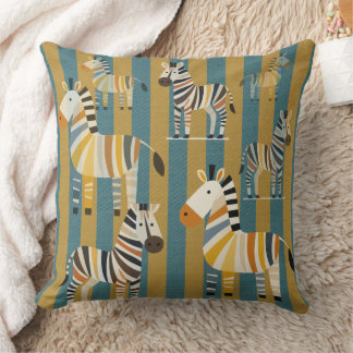 Striped Zebra Kids Throw Pillow