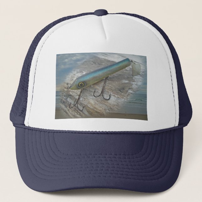 Striper Xpert Surf Slapper Antique Fishing Lure Trucker Hat (Front)