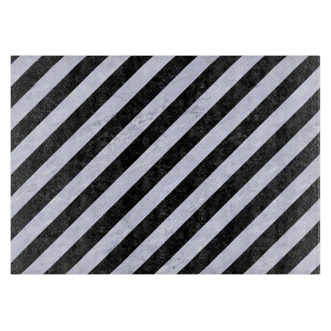 STRIPES3 BLACK MARBLE & WHITE MARBLE CUTTING BOARD (Front)