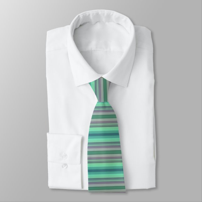 Stripes 01 Mint Pastel Colors Tie (Tied)