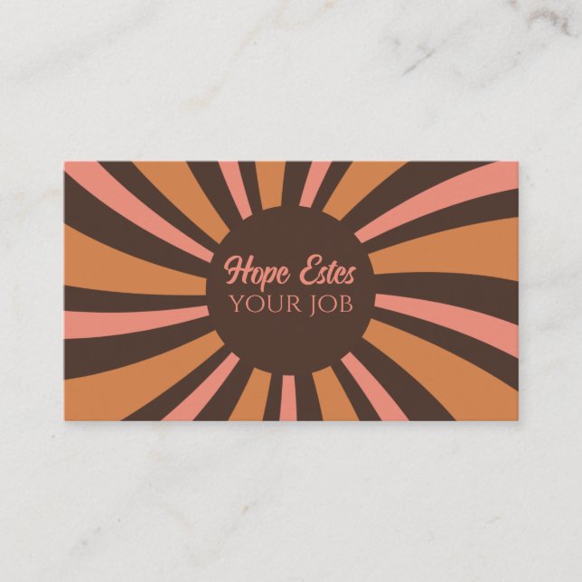 Stripes 70s Swirl Retro Colours  Business Card (Front)