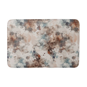 Stripes Abstract Blue Cream Brown Bath Mat