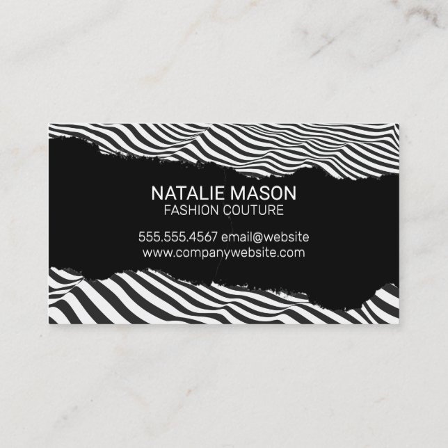 Stripes Abstract | Torn Effect Business Card (Back)