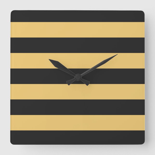 STRIPES adjustable Black Square Wall Clock (Front)