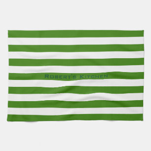 STRIPES adjustable Green with Name Tea Towel