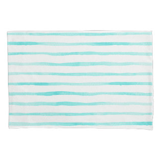 Stripes Alive Turquoise Blue Watercolor Pillowcase