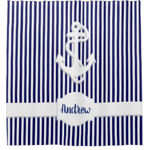 Stripes & Anchor Custom Shower Curtain
