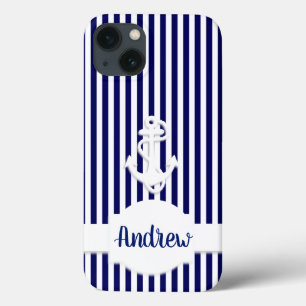 Stripes & Anchor Monogram Custom iPhone 13 Case