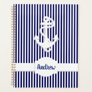 Stripes & Anchor Monogram or Name Custom Planner
