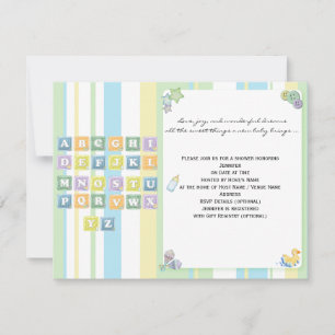 Stripes and Blocks Unisex Baby Shower Invitation