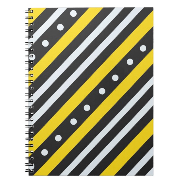 Stripes and bubbles yellow black notebook (Front)