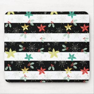 Stripes and Christmas foliage pattern Mouse Mat