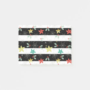 Stripes and Christmas foliage pattern Post-it Notes