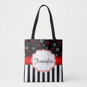Stripes and circles tote bag