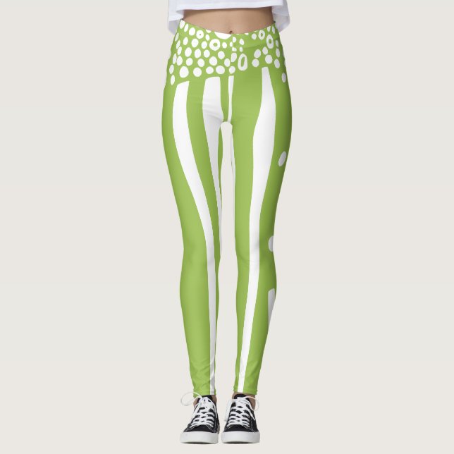 Stripes and dots mixed modern leggings (Front)
