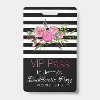 Stripes and Flowers Chic Bachelorette Party Badge ID Badge