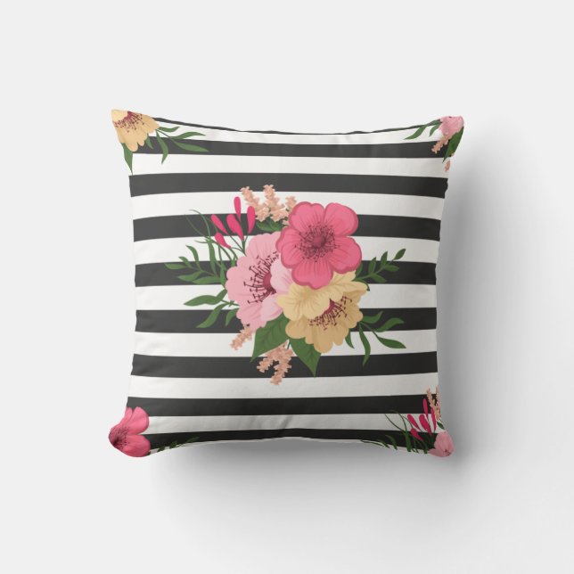 Stripes and Flowers Cushion (Front)