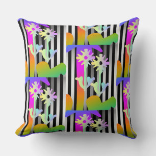Stripes And Flowers Decorative  Cushion