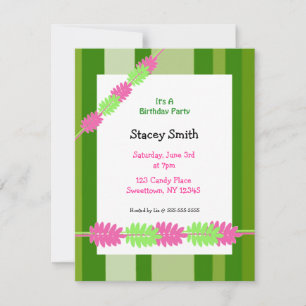 Stripes and Leaves Birthday Invitation