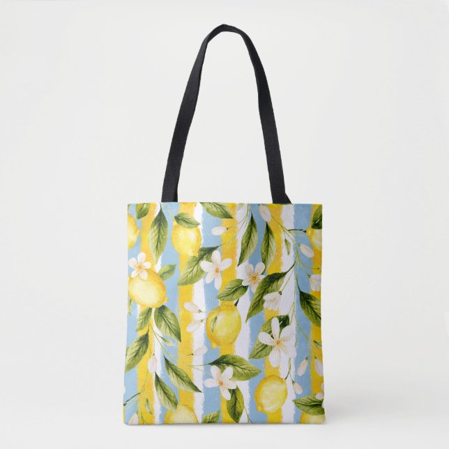 Stripes and Lemons  Tote Bag (Front)