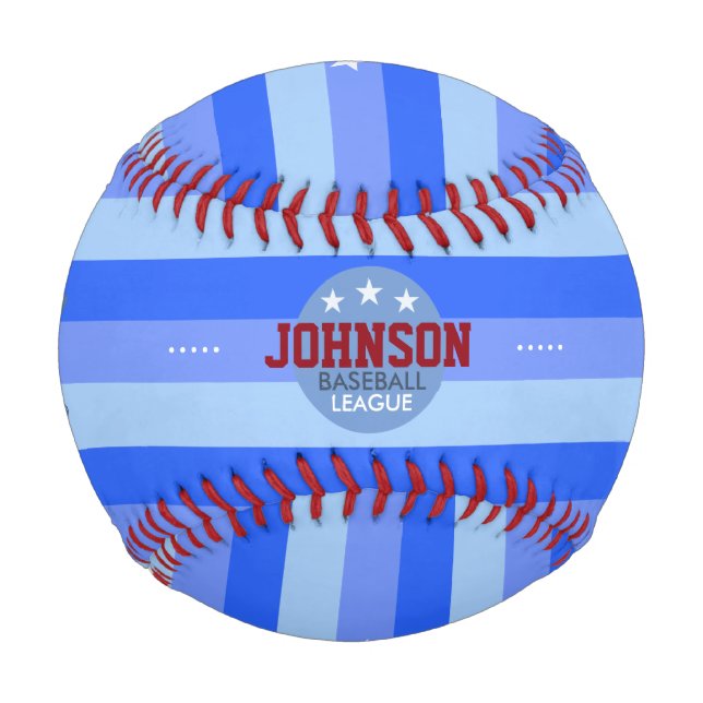 stripes and name personalised bat-and-ball baseball (Front)