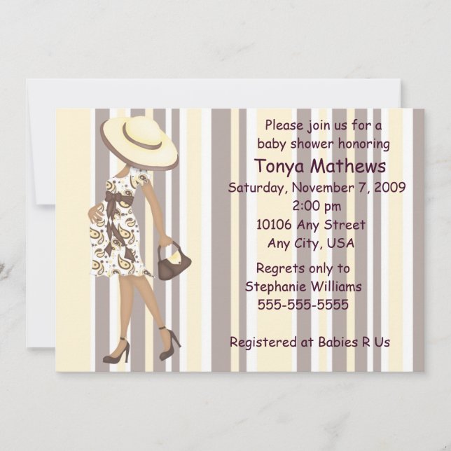 Stripes And Paisley Baby Shower Invitation (AA) (Front)