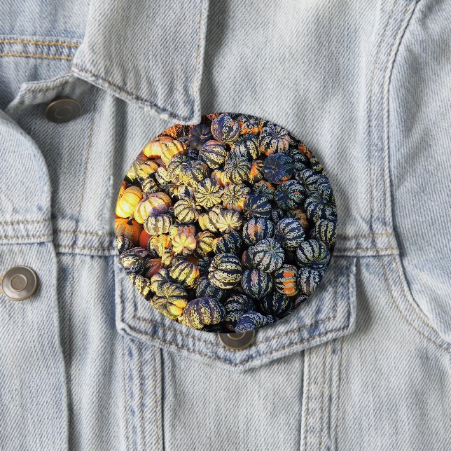 Stripes And Pumpkins  10 Cm Round Badge (In Situ)
