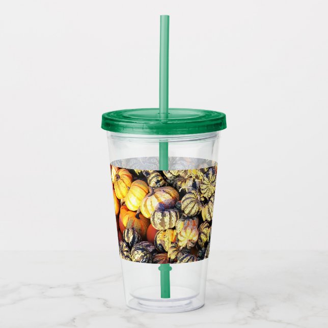 Stripes And Pumpkins  Acrylic Tumbler (Front)