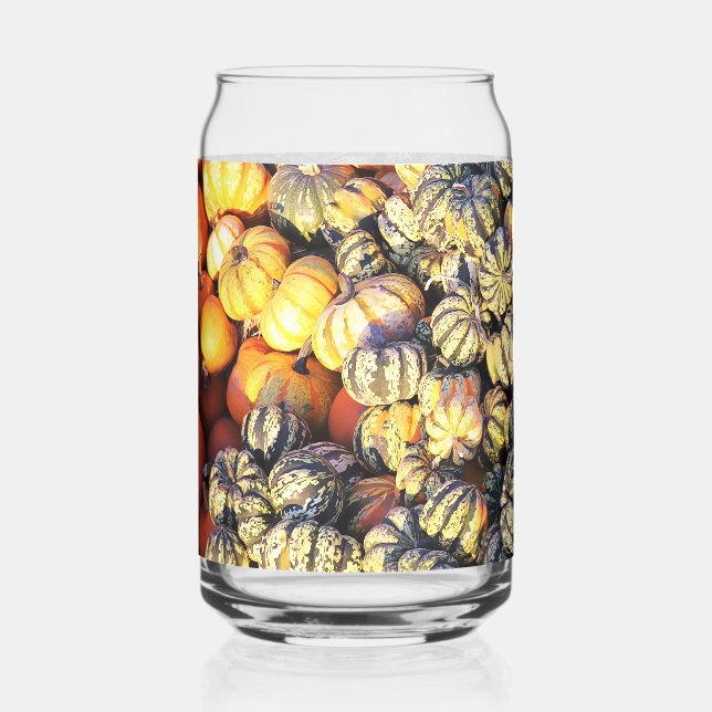 Stripes And Pumpkins  Can Glass (Front)