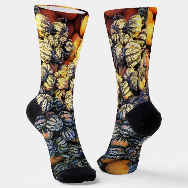 Stripes And Pumpkins  Socks (Angled)