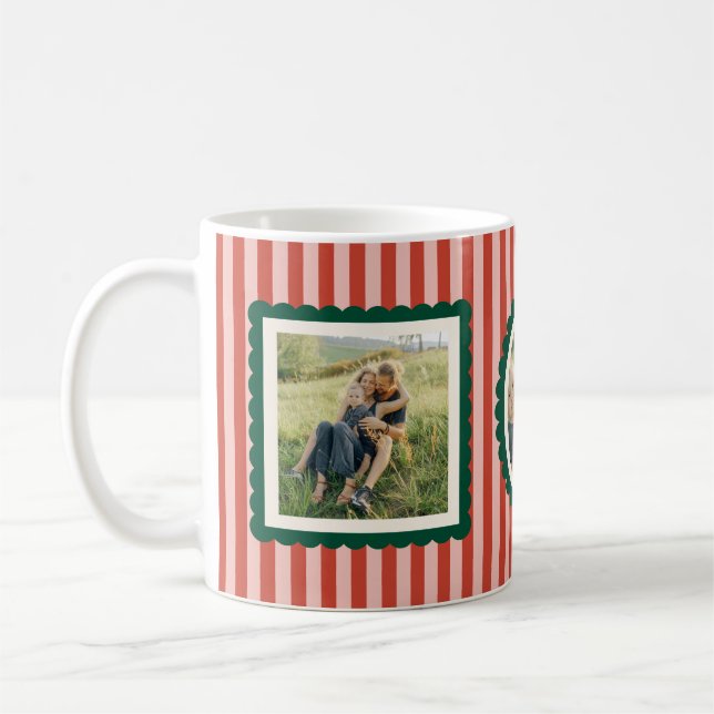 Stripes and Scallops Holiday Photo Mug (Left)